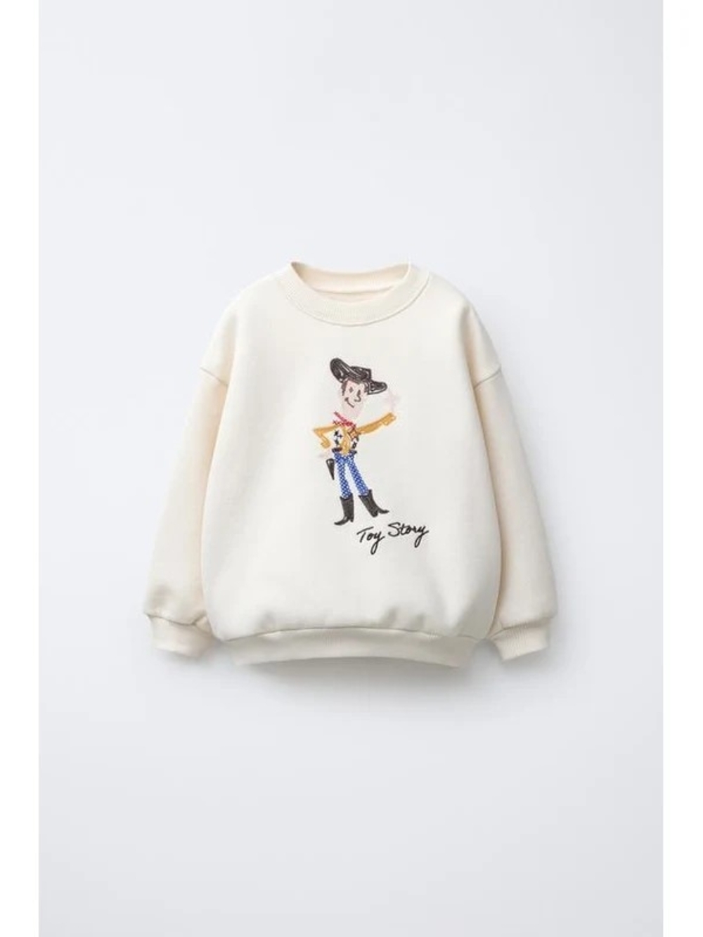 Zara 5T Toy Story Woody Embroidered Crewneck Sweater Cream Boys Girls Sweater